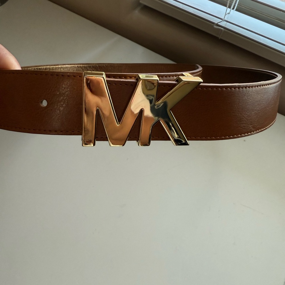 MICHAEL Michael Kors Women’s Brown Belt with Gold Logo